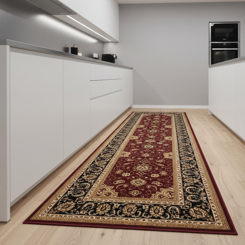 Tapis de couloir oriental 9 pi rouge et noir