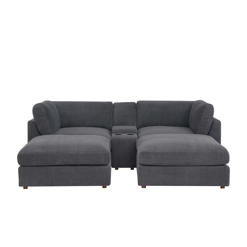 Aroonshire Modular Corduroy Sectional, Dark Gray