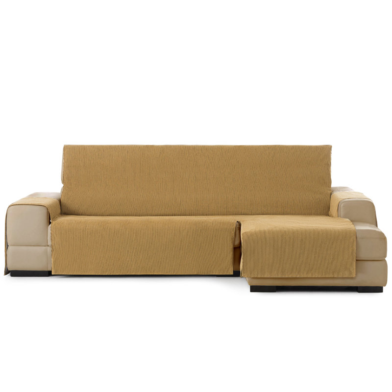 Birbal Box Cushion Chaise Lounge Slipcover, Ochre, 220cm H x 240cm W x 3cm D