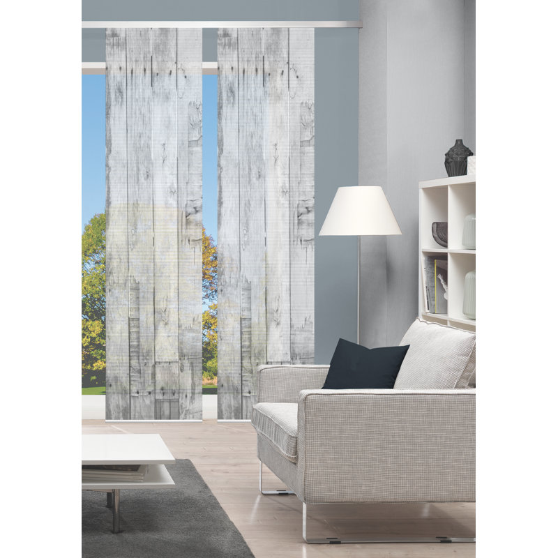 Semi Sheer Sliding Panel Pair, in Grey