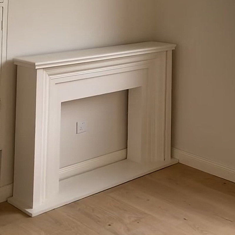 Foyer autoportant en bois massif beige, H 39,37 po x l 55,12 po x P 12,6 po