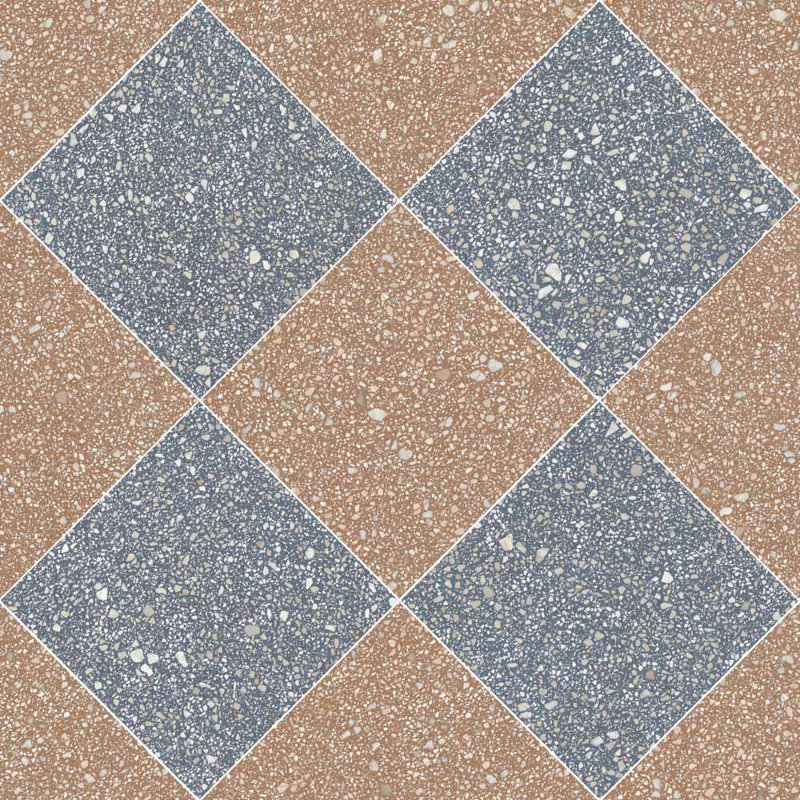 Lithos 12X12 damier Azul et Sienne, Azul / Sienne