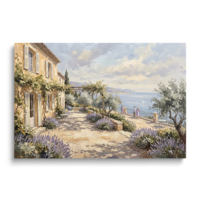 Tableau sur toile multicolore représentant un paysage côtier, œuvre d'art mural pictural pour le salon, la salle à manger et la chambre.