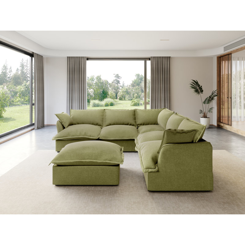 Modular Sectional Couch Down Filled Sofa, Comfty Convertible Deep Seat Cloud Couch For Living Room, Detachable Washable Couches Cushion Covers