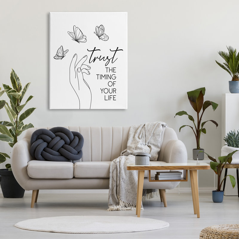 "Trust The Timing Life", art textuel sur toile tendue, Toile tendue, H 48 po x l 36 po