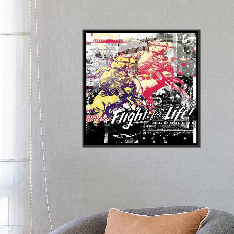 «Fight for Life», impression sur toile, H 18 po x l 18 po x P 1,5 po, Toile avec cadre noir, Pas de tapis