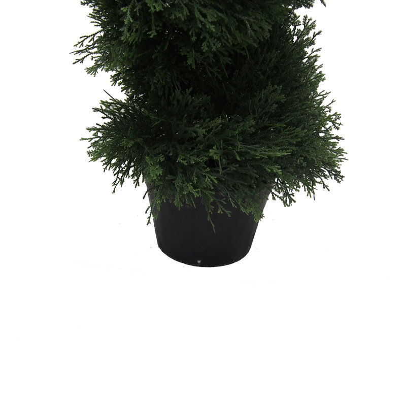 Artificial Potted Green Cedar Spiral Tree, 36" H x 9" W x 9" D