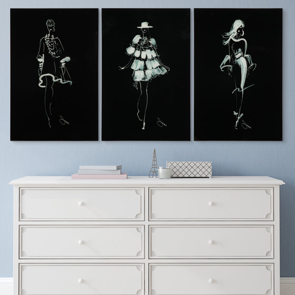 Everly Quinn Fashion Walk On Glass 3 Pieces Print | Wayfair Fashion Walk On Glass 3 Pieces Print