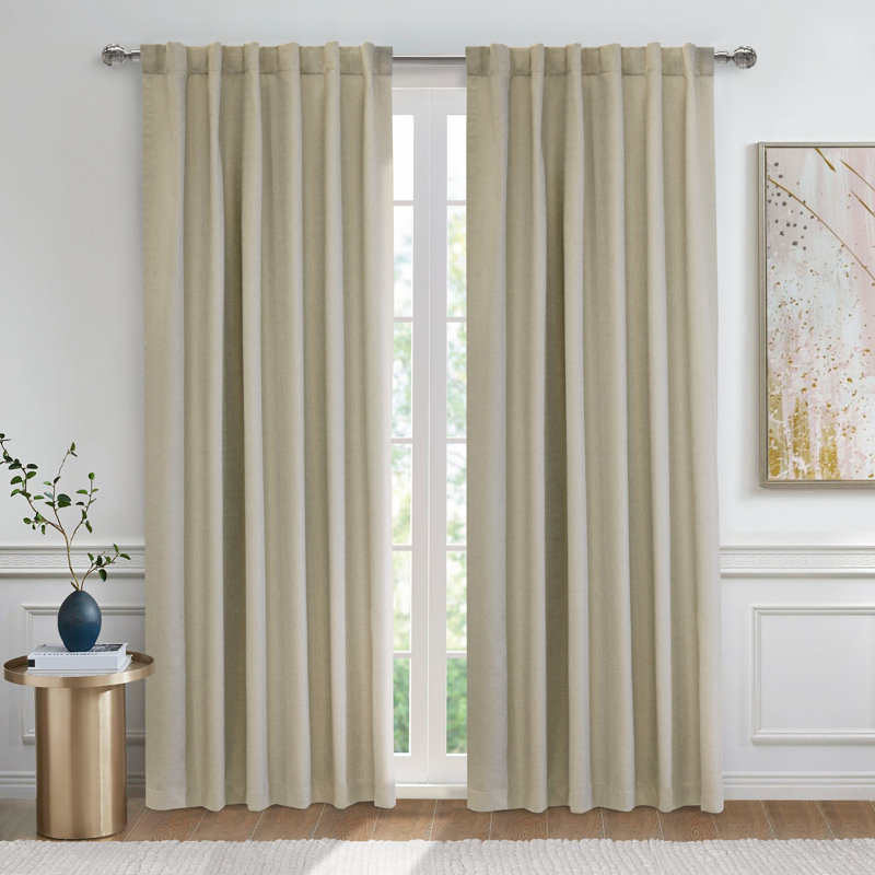Solid Max Blackout Thermal Dual Header (Rod Pocket/Back Tab) Curtain Panel, 52" W x 84" L, Oatmeal