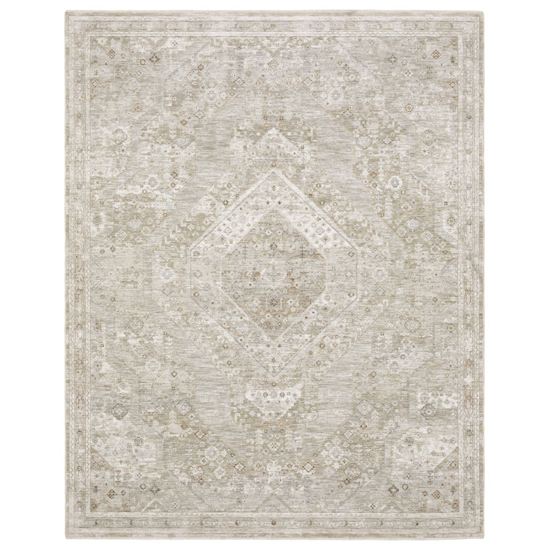 Tapis beige / ivoire Kuebler, Rectangle 5 pi 3 po x 7 pi 10 po