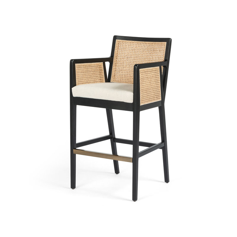 Antonia Counter & Bar Stool, Bar Stool (31.25" Seat Height), Beige, Black/Natural