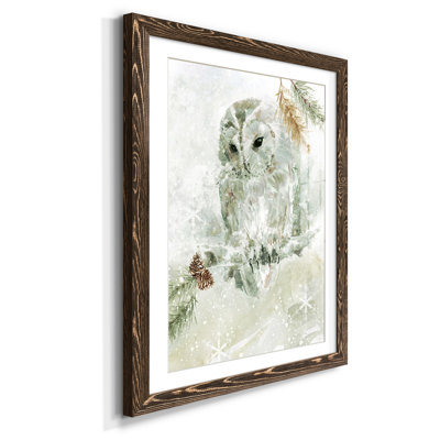 Hibou hivernal - reproduction d'art sur papier encadré