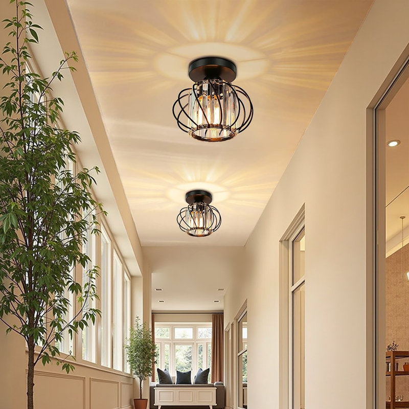 1 - Light Mini 7.08’‘ Crystal Flush Mount Ceiling Light with Crystal Accents