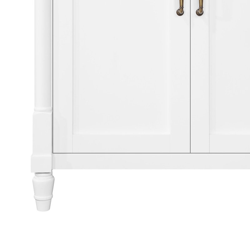 Salisbury 72" Pure White Double Sink Bathroom Vanity with Brass Hardware