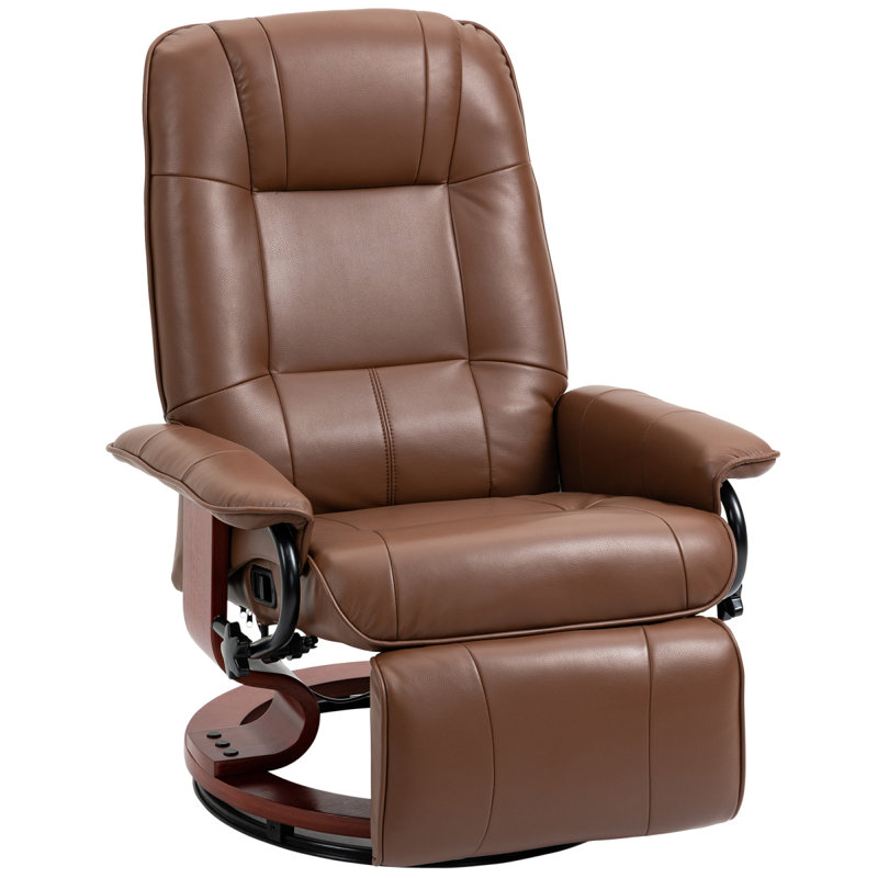 Fauteuil inclinable manuel en similicuir, Brun