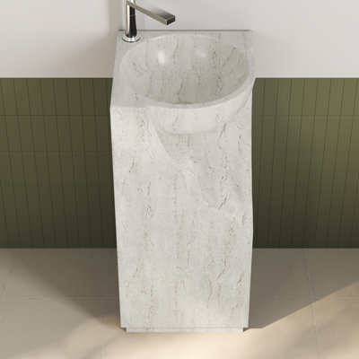 34"Freestanding Tall Pedestal Bathroom Sink Solid Surface Sink