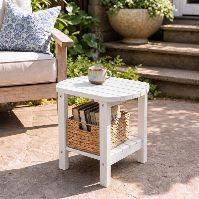 Table d'appoint extérieure 17 po 2 niveaux, Blanc