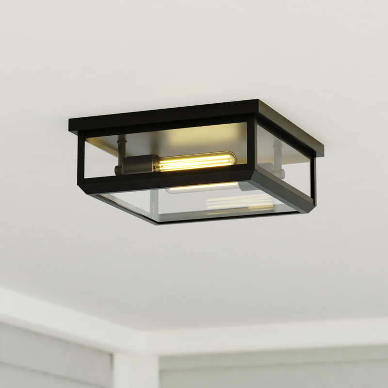 Plafonnier encastré d'extérieur carré en verre transparent Grenshaw, Noir