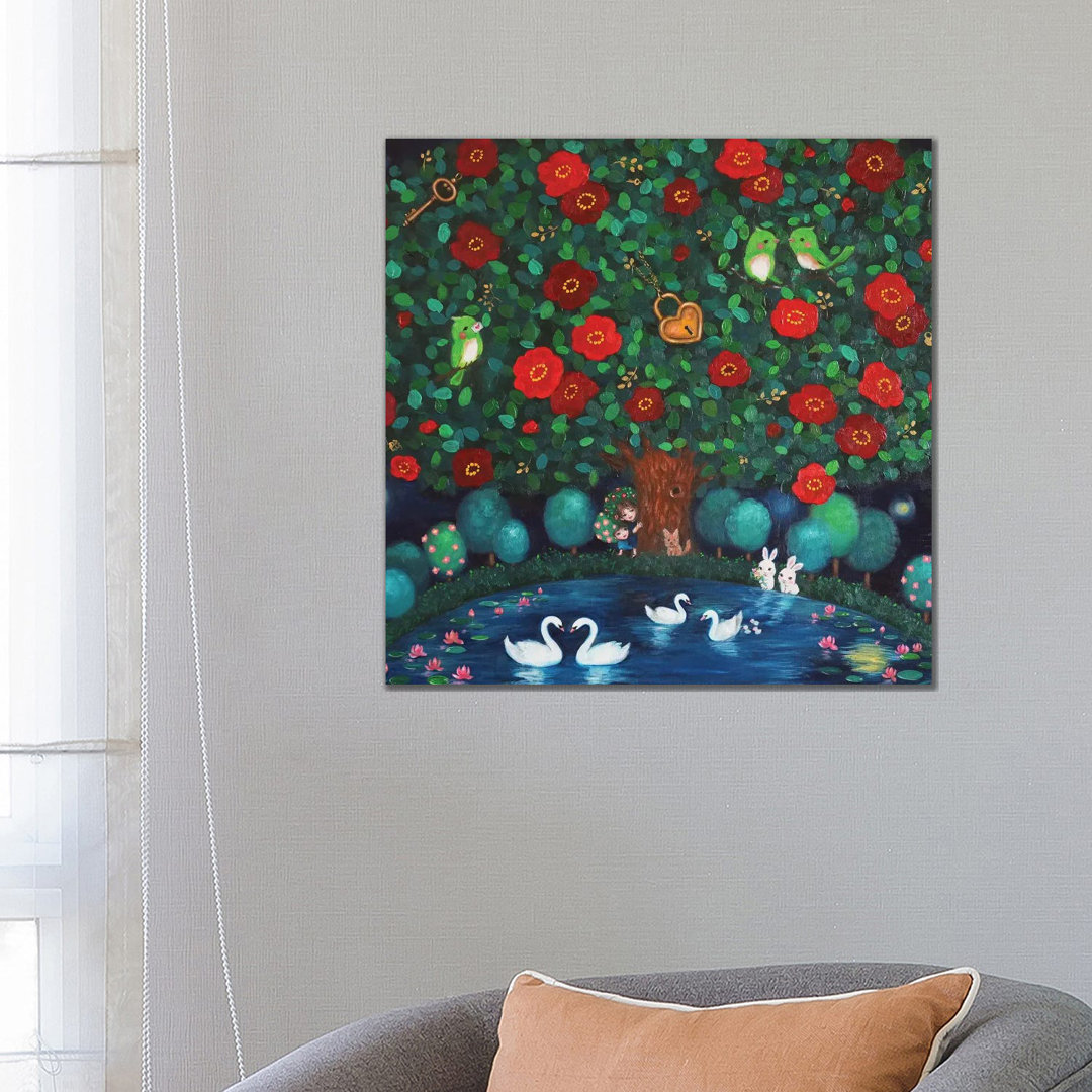 Mein kleiner Kameliengarten von Eury Kim - Galerie-verpackte Leinwand Giclée auf Leinwand