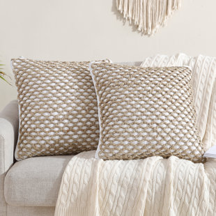 Boho Living Jada Decorative Pillow Collection Jute/Cotton Indoor Square Throw Pillow with & Insert (Set of 2)