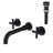 Wall Mounted Dual Handle Bathroom Sink Faucet With Pop-Up Drain (No Overflow)