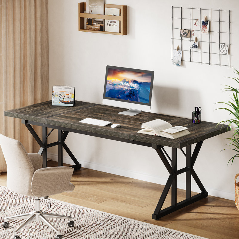 Bureau Crooke, H 29,52 po x l 70,87 po x P 31,49 po, Chêne noir / noir