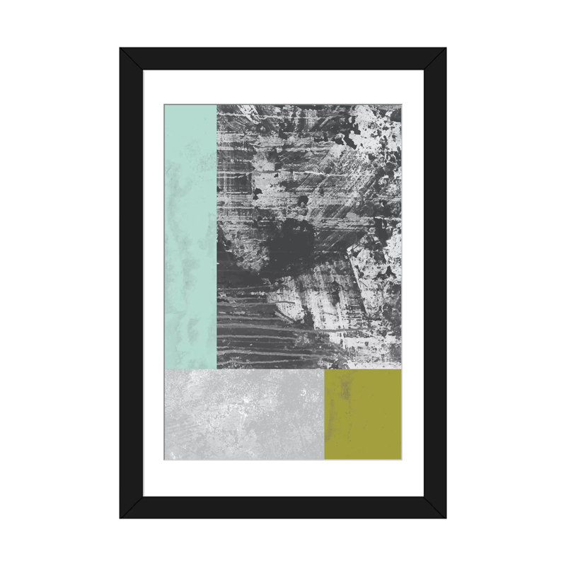 «Geometric Grunge II», impression sur toile, Papier avec cadre noir, Blanc, H 32 po x l 24 po x P 1 po