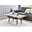 Table basse Landon de 47 po avec plateau en verre marbré blanc et bois cintré