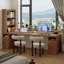 Bureau en bois massif avec bibliothèque intégrée-1960429165