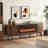 70" Fluted Fireplace TV Stand For Up To 80" Tvs, Modern Media Console With Adjustable Flame Colors/Temp, Remote & Touch Control, Storage Entertainment Center For Living Room (Walnut)-774998923