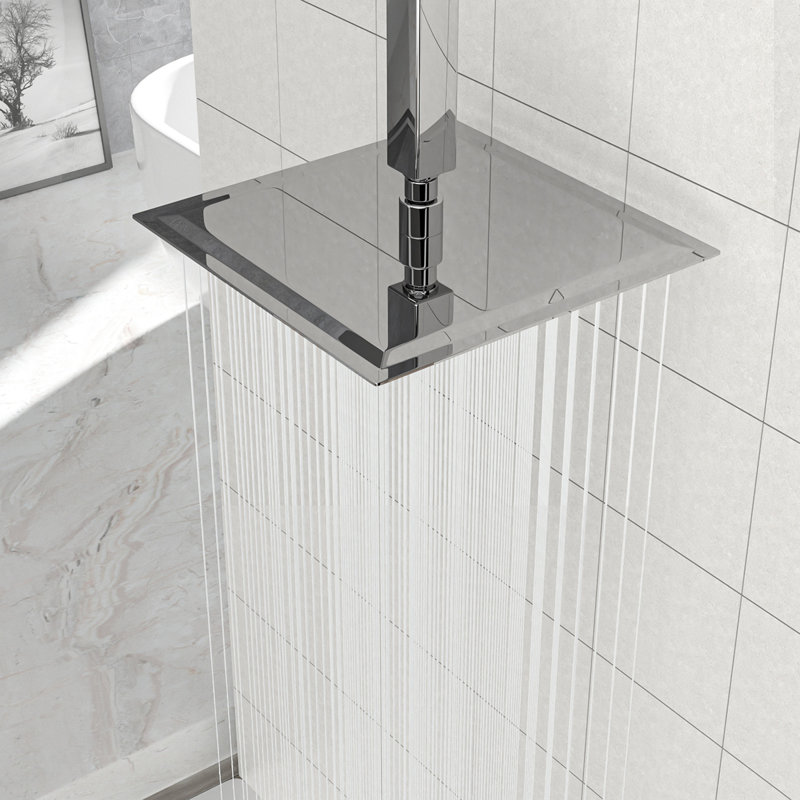 Pomme de douche à pluie carrée 10 po, fixation murale / plafond, Chrome