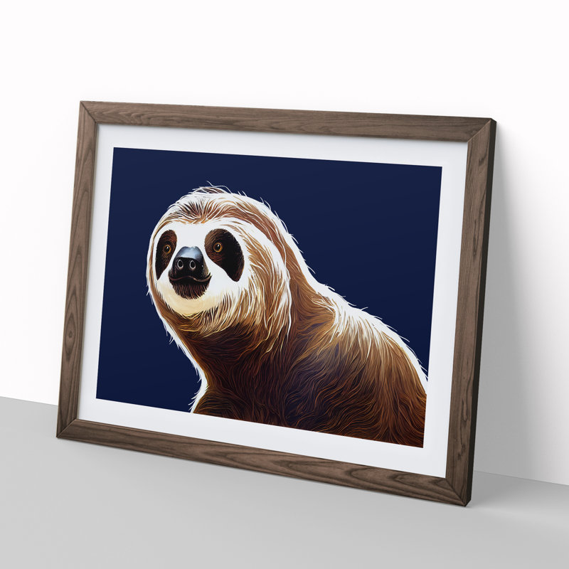 XH1022-7076X Portrait of a Sloth Vol.1 1 Piece Single Picture Frame Wall Art, 25cm H x 34cm W x 2cm D, Walnut Framed