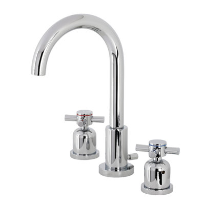 Kingston Brass Concord Two-Handle 3-Hole Deck Mount Widespread Bathroom Faucet with Brass Pop-Up Drain