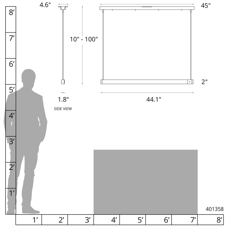 Luminaire suspendu linéaire à 1 lumière pour îlot de cuisine Fold, Bronze