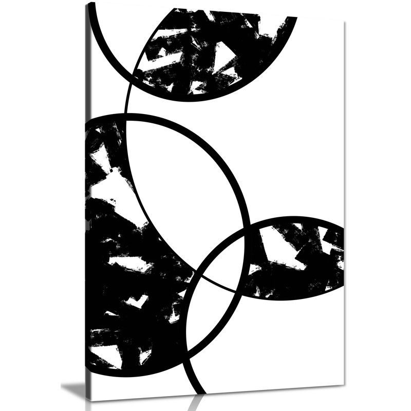 Abstract Circle Geometric Shapes - Wrapped Canvas Print, 91cm H x 61cm W