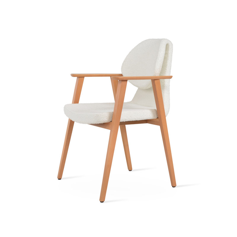 Chaise d'appoint Gakko, Naturel, Similicuir blanc