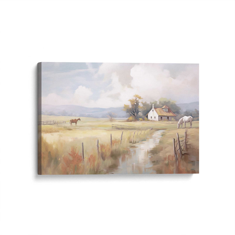 Impression sur toile Peaceful Farmhouse Meadow, Toile tendue, H 12 po x l 18 po x P 1,25 po