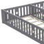Solid Wood Montessori Floor Bed With Star Guardrails, For Two 90X200cm European Single Beds, Twin Kids Playpen Bed-140517636-140977974