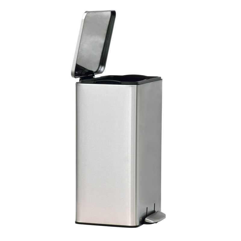 8 Gallon Brushed Stainless Steel Rectangular Step Trash Can