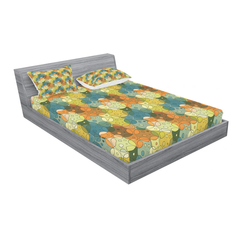 Microfiber Geometric Sheet Set, Full Sheet Set with Fitted Sheet