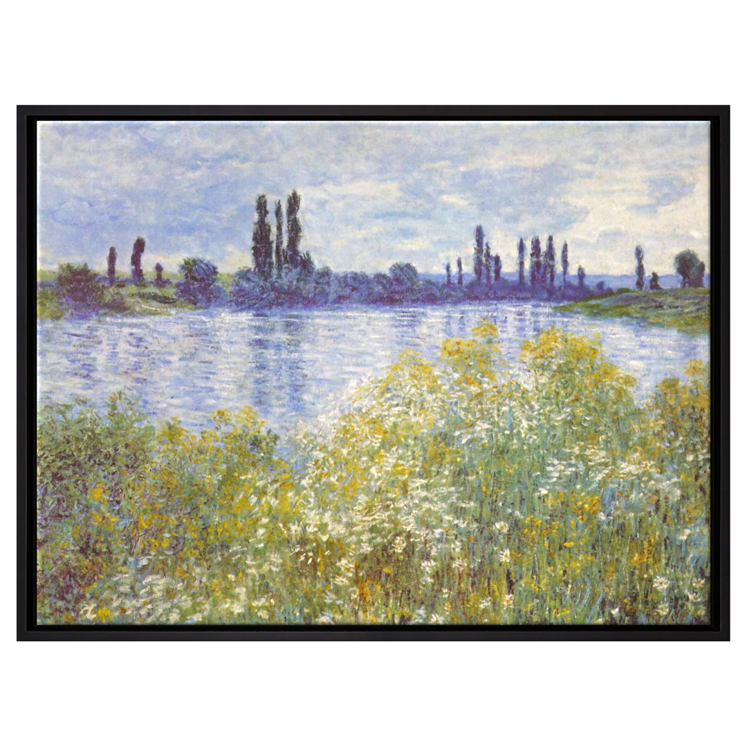 Gerahmtes Leinwandbild Seine Ufer Vétheuil von Claude Monet