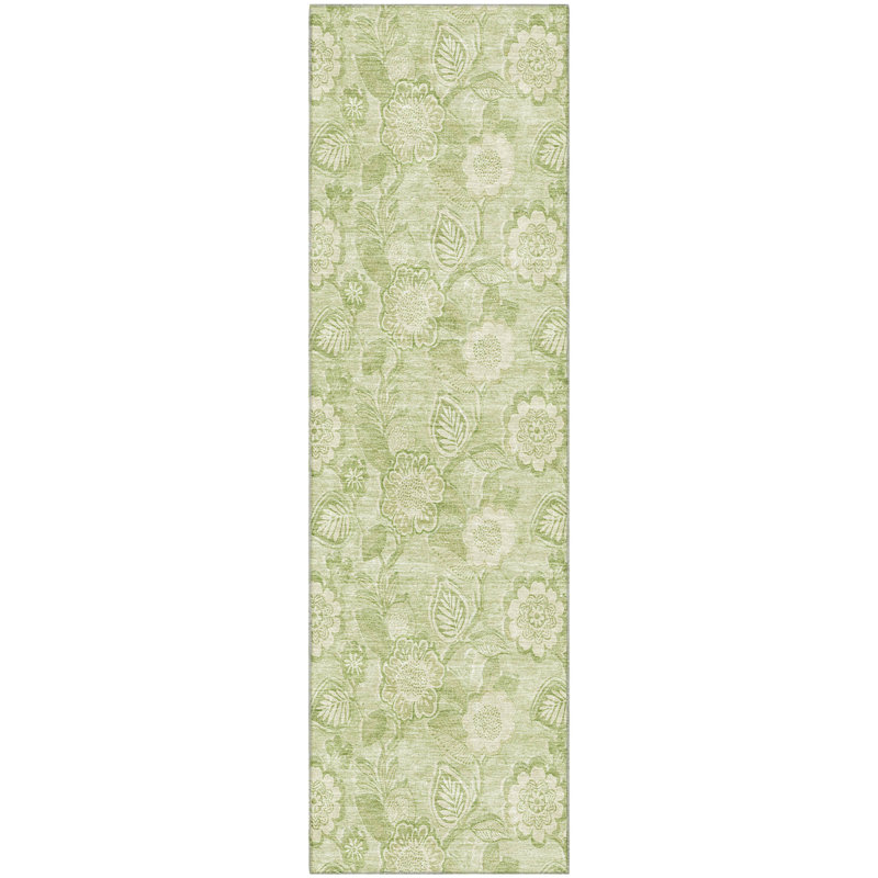 Premium Machine Washable Ralston AMF1939 Floral Rug, Runner 2'3" x 7'6"