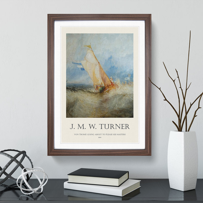 Ship at Sea - Picture Frame Painting, Walnut, 48cm H x 36cm W x 2cm D