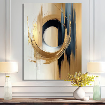 Art mural minimaliste sur toile Golden Arc Abstract III - Tableau abstrait Golden Arc III