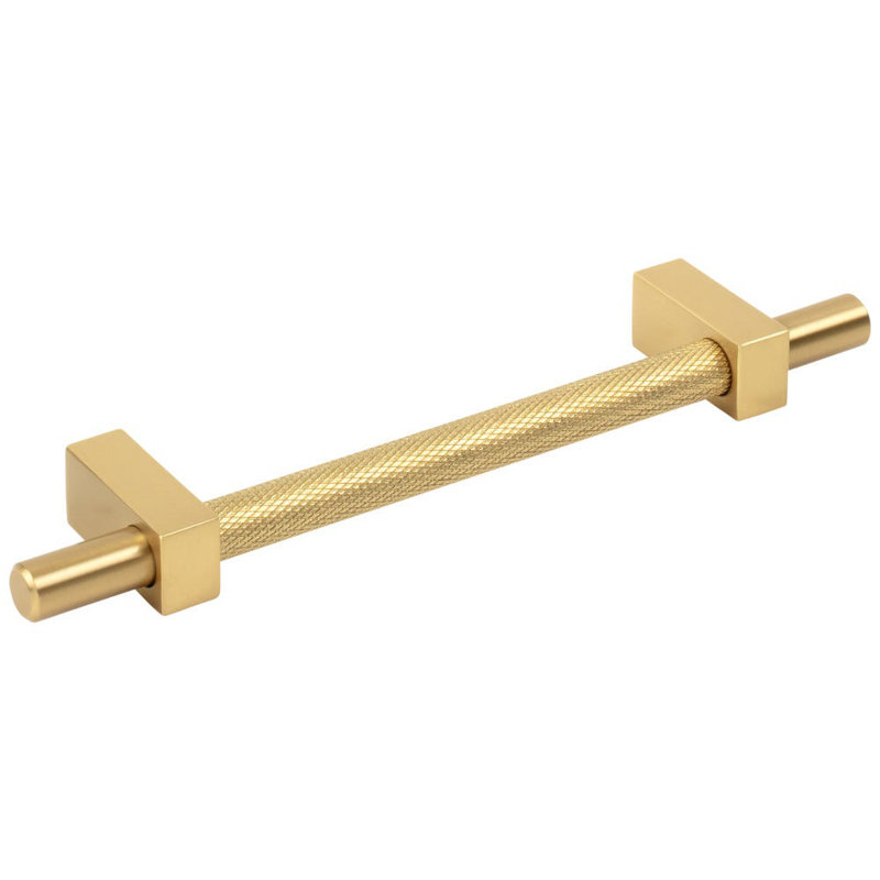 Larkin 3 Knurled Center Bar Pull, Brushed Gold, 3 3/4"
