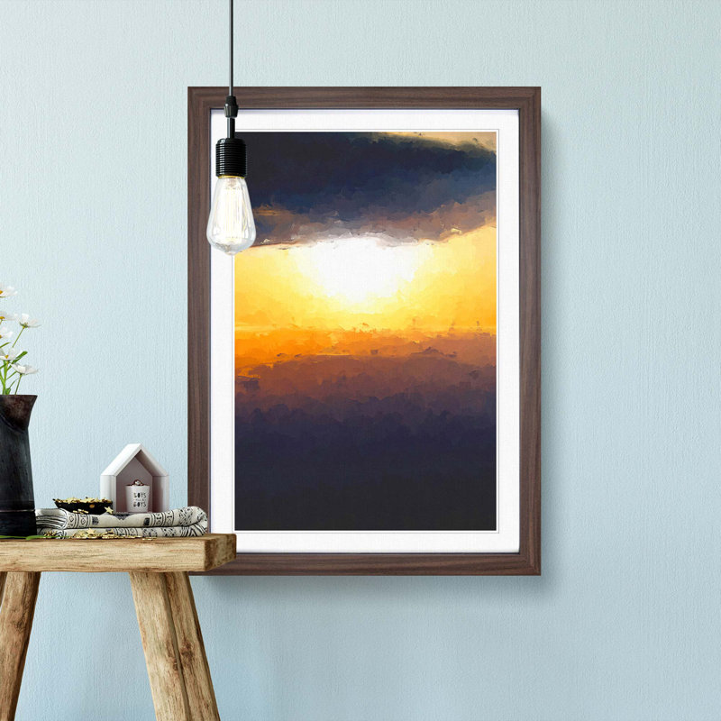Sunset Through the Clouds in Abstract - Picture Frame Graphic Art Print, Walnut Framed, 87cm H x 62cm W x 2cm D