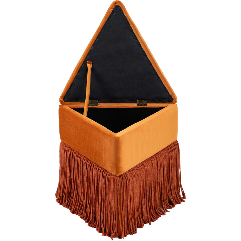 Keyia Velvet Ottoman / Stool, Cognac Velvet