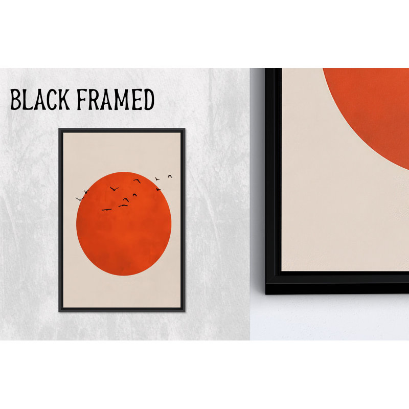 Toile imprimée élégante: art abstrait orange moderne, 1P, encadré noir, 102,4 po H x 47,3 po l