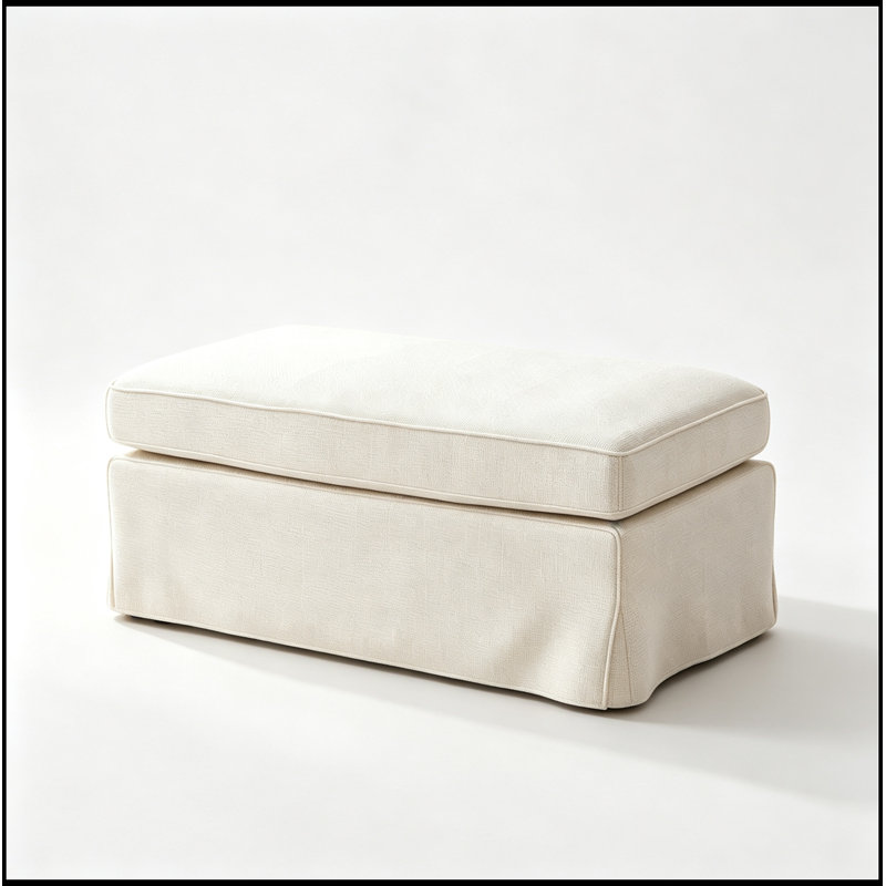 Banc rembourré en chenille avec rangement rabattable, Beige