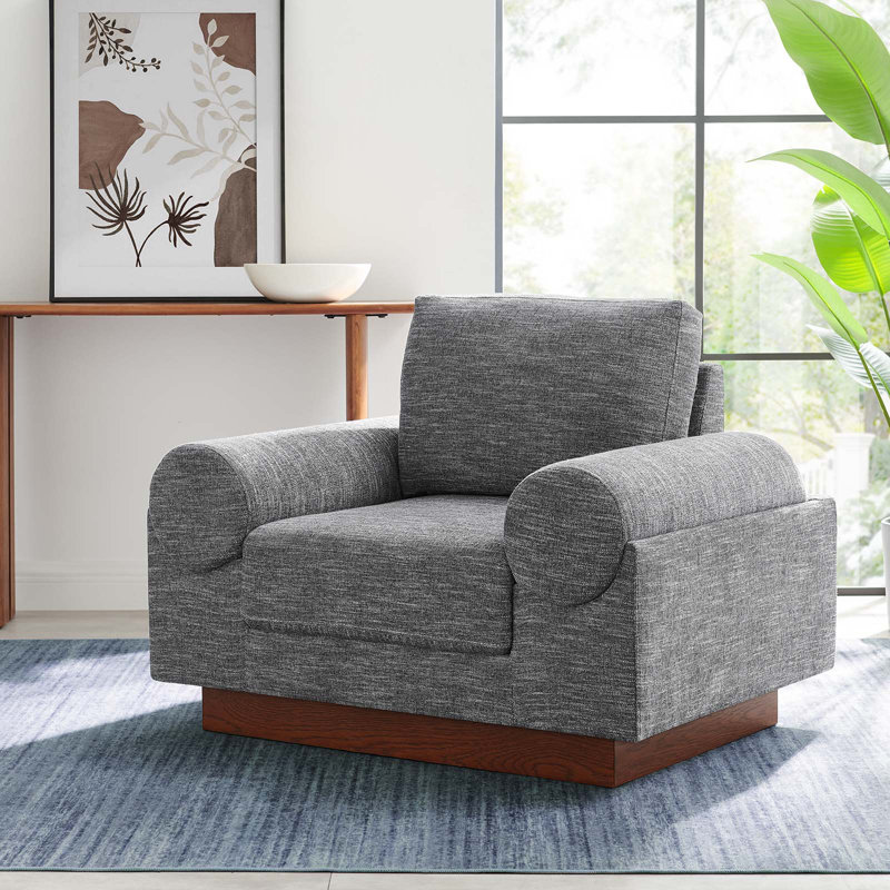 Modway Oasis Upholstered Fabric Armchair, Gray 100% Polyester